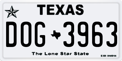 TX license plate DOG3963