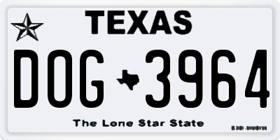 TX license plate DOG3964