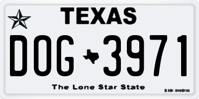 TX license plate DOG3971