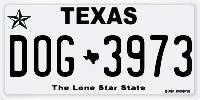 TX license plate DOG3973
