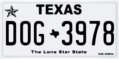TX license plate DOG3978