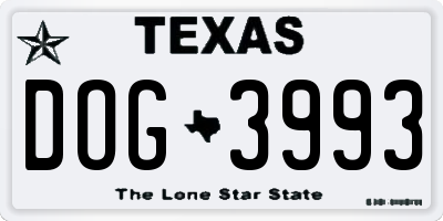 TX license plate DOG3993