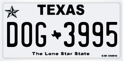 TX license plate DOG3995