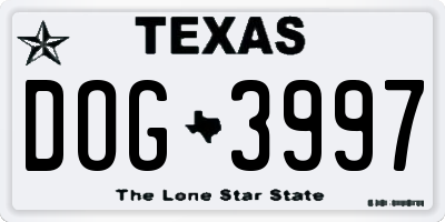 TX license plate DOG3997