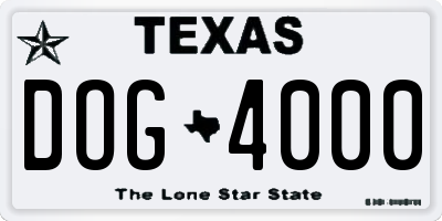 TX license plate DOG4000