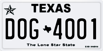 TX license plate DOG4001