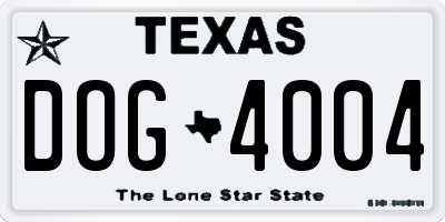 TX license plate DOG4004