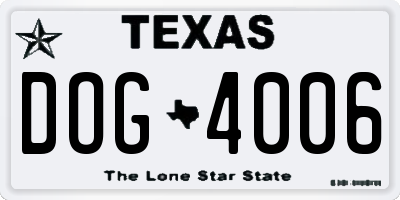 TX license plate DOG4006