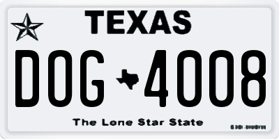 TX license plate DOG4008