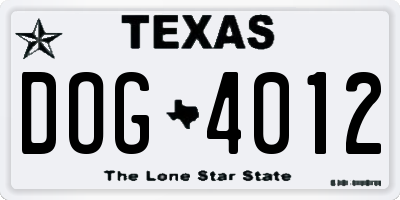 TX license plate DOG4012