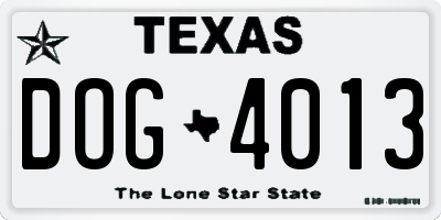 TX license plate DOG4013