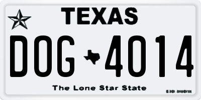 TX license plate DOG4014