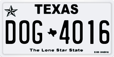 TX license plate DOG4016