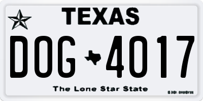 TX license plate DOG4017
