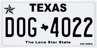 TX license plate DOG4022