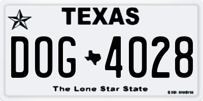 TX license plate DOG4028