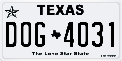TX license plate DOG4031