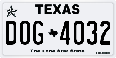 TX license plate DOG4032