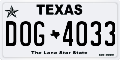 TX license plate DOG4033