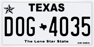 TX license plate DOG4035
