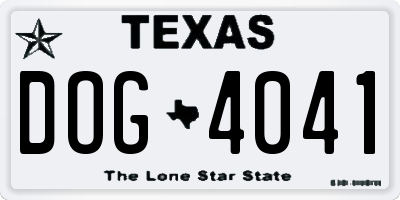 TX license plate DOG4041