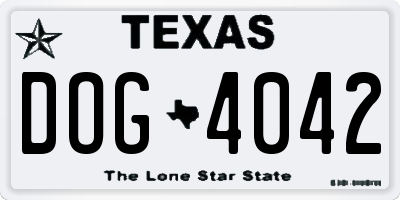 TX license plate DOG4042