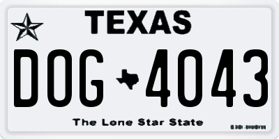 TX license plate DOG4043