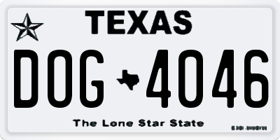 TX license plate DOG4046