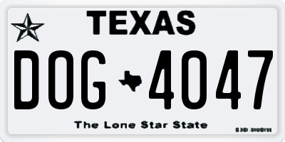 TX license plate DOG4047
