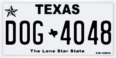 TX license plate DOG4048