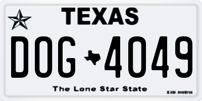 TX license plate DOG4049