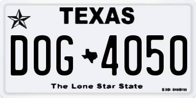 TX license plate DOG4050