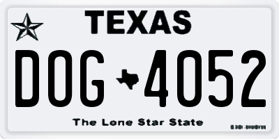 TX license plate DOG4052