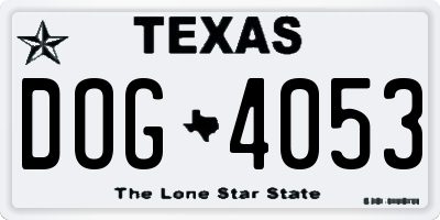 TX license plate DOG4053