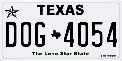 TX license plate DOG4054
