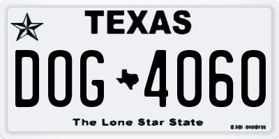 TX license plate DOG4060