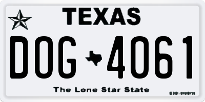 TX license plate DOG4061