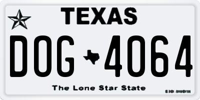 TX license plate DOG4064