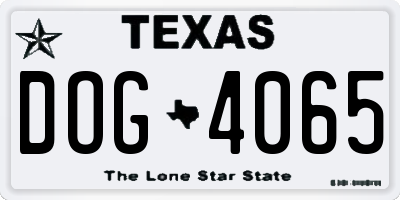 TX license plate DOG4065