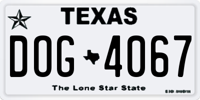 TX license plate DOG4067