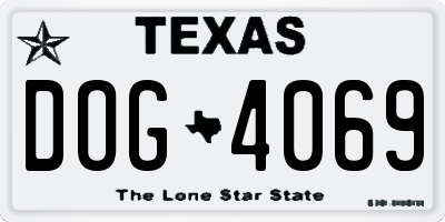 TX license plate DOG4069