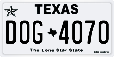 TX license plate DOG4070