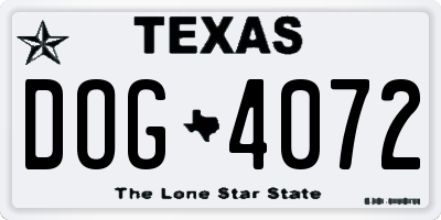 TX license plate DOG4072