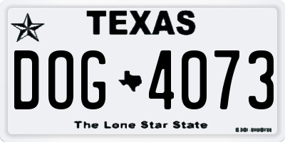 TX license plate DOG4073
