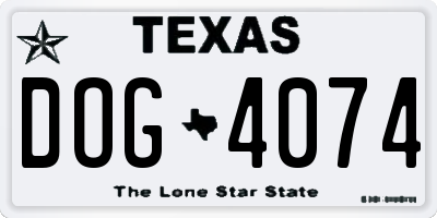 TX license plate DOG4074