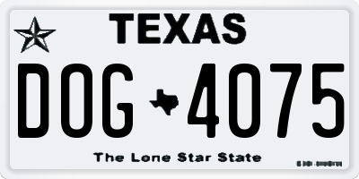 TX license plate DOG4075