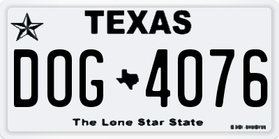 TX license plate DOG4076