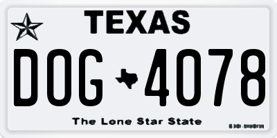 TX license plate DOG4078