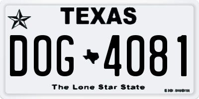 TX license plate DOG4081