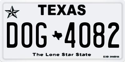 TX license plate DOG4082